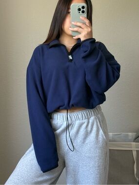 PINK Victoria's Secret Navy Half-Zip Fleece Pullover